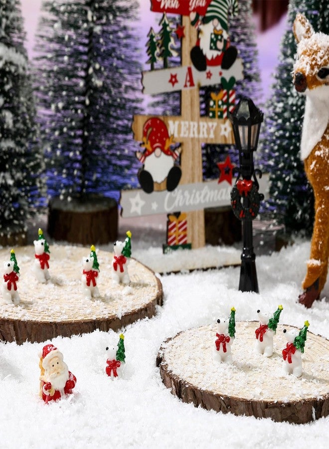 Fiwochic 50Pcs Christmas Polar Bear Figurines Miniature Resin Polar Bear Figures with Christmas Tree Red Scarf Tiny Animal Statue Cake Topper for Holiday Party Birthday Micro Landscape Dollhouse Decor - Image 4